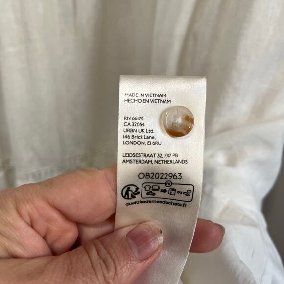 Anthropologie Maeve White Linen Blend Tiered Mini Dress Boho Resort Coastal XL - Picture 7 of 10